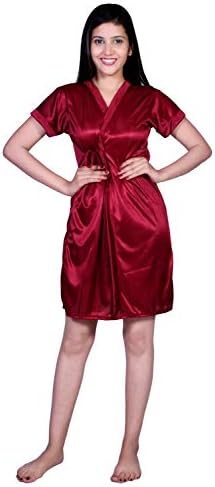 Deep Fashions Satin Nightdress for Women Red