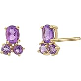14K Yellow Gold Amethyst Bony Levy Color Stud Earrings