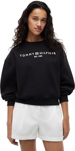 Donna Felpa Corp Logo Modern Relaxed Fit, Nero (Black), L