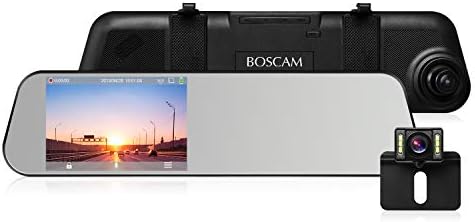 BOSCAM Mirror Dash Cam & Backup Camera 170° Kit, Dual Dash Cam with 4.5'' Touch Screen FHD 1080P, Waterproof Reverse Camera with 6 LEDs Super Night Vision, Motion Detection, Car Camera R1