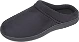 LUXEHOME Men's Slip On Indoor/Outdoor Fleece Scuffs Slipper (8-9 US, Dark Blue)