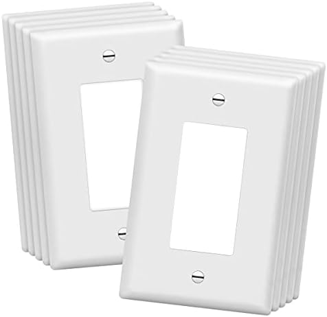 ENERLITES Decorator Mild Change or Receptacle Outlet Wall Plate, Mid-Dimension 1-Gang 4.88″ x 3.11″, Polycarbonate Thermoplastic, UL Listed, 8831M-W-10PCS, White (10 Pack)
