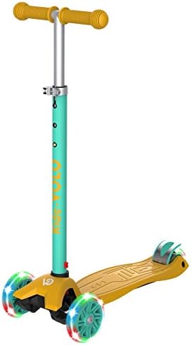 Ridevolo キックスクーター 子供向けキックボード 三輪車 3段階高さ調整 光るledタイヤ 安定 耐荷重50kg アウトドアに適用 イエロー 卸売り おもちゃ