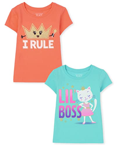 The Children's Place Baby Toddler Girls Short Sleeve Graphic T-Shirt 2-Pack, Lil' Boss/I Rule, 2T at Amazon