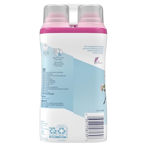 SECRET DRY SPRAY ALUMINUM FREE DEODORANT FOR WOMEN, 48HR WEIGHTLESS ODOR PROTECTION, GENTLE ON SKIN, CHERRY BLOSSOM SCENT, 4.1 OZ (PACK OF 2)