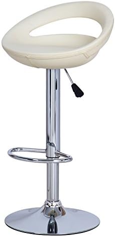 Asense Adjustable Swivel Bar Stools with Back Leathrette Cream Modern (Set of Two)