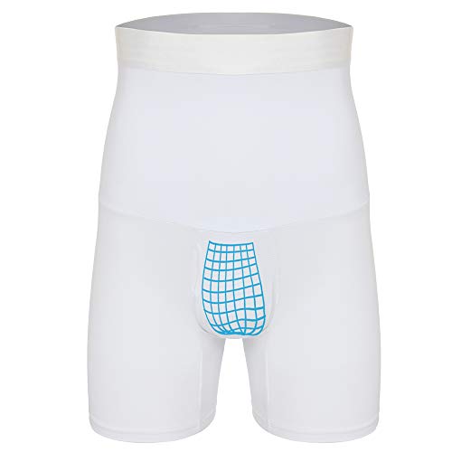 SLIMBELLE Men High Waist Slimming Shorts Brief Seamless Compression Tummy Control Underwear White S
