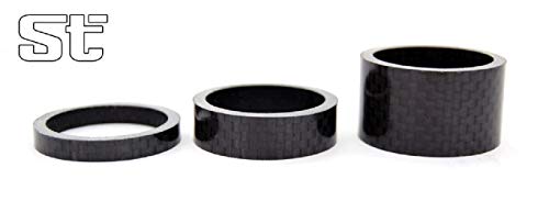 Stradalli 3K Carbon Black Fiber Headset Handlebar SPACERS STEM Spacer KIT 3 PCS 1-1/8″