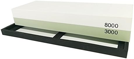 Vitrust 2 Sides Grit Knife Sharpening Stone 3000/8000 professional Blade Sharpening Stone Whaterstone with Non-slip Silicone Base