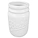 4-Piece Ceramic Mason Jar Bathroom Set (White), By Home Basics | Beautiful and Contemporary Design Bathroom Accessory Sets | Bath Accessories For Bathroom | Includes Soap Dish, Tumbler, Toothbrush Holder, and Lotion Dispenser