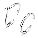 Sllaiss 2 Pcs 925 Sterling Silver Chevron Thumb Ring for Women Minimalist Stackable Midi Rings Set Simple Adjustable Knuckle Open Ring