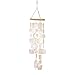 Bellaa 22913 Wind Chimes Outdoor, Garden Decorations, Musical, Indoor/Outside Windchimes, Beach, Ocean Breeze, Gifts for Mom, Gift for All Occasions, Capiz Sea Glass Shells Wood White 27 inch