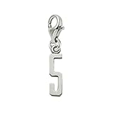 14k White Gold Number 5 Charm With Lobster Claw