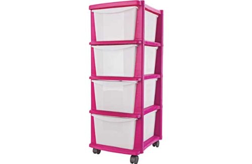 4 Drawer Plastic Storage Tower Pink Amazon Co Uk Kitchen Home