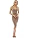 PattyBoutik Women V Neck Sleeveless Knit Dress (Tan Small)