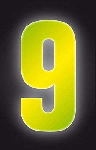 Self Adhesive Wheelie Bin Numbers 17cm - 9 - High Visibility Yellow