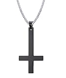 VNOX Jewelry Stainless Steel Upside Down Cross Necklace for Men,Inverted Pendant,Black,24