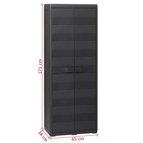 Cikonielf Hochschrank für den Außenbereich, wasserdicht, 65 x 38 x 171 cm, Gartenschrank mit 2 Türen und 3 verstellbaren… – Bild 3