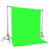 Background Stand Backdrop Support System Kit with 6ft x 9ft Chromakey Green Screen Muslin Backdrop by Fancierstudio 9115+6x9G