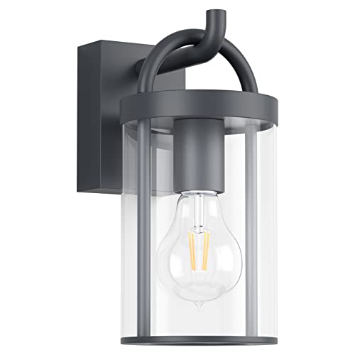 Klighten Outdoor Wall Lamp E27, Vintage Industrial Wall Light, Anthracite, Outdoor Wall Lights, Wall Lamp for Porch Garden, 40W Max, IP44, Not Included Bulb