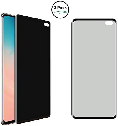 Entwth Curved Full Coverage Screen Privacy Tempered Glass Protector (Black,2 Packs) for Samsung Galaxy S10+ Plus 6.4" Screen HD Clarity 9H Anti-Spy Anti-Scratch Anti-Glare,Easy Install Bubble Free