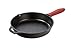 Lodge L8SK3ASHH41B Pre-Seasoned Cast Iron Skillet with Red Silicone Hot Handle Holder, 10.25", Black