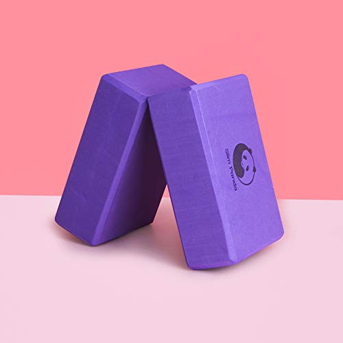 Slim-Panda-FoamCork-Yoga-Block-Set-of-2-Firm-Sturdy-Non-Slip-EVA-Cork-Wood-Eco-Blocks-with-Cover-Bag-9x6x3-Inch-For-Yoga-Pilates-Meditation-Home-Gym-Purple-Grey-Cork
