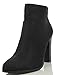 Delicious Women's Admit Almond Toe Chunky Wooden Heel Ankle Bootie, Black Faux Nubuck Leather, 7 M US