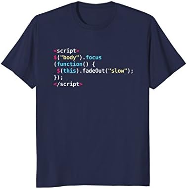 Mens Javascript Code Programmers Geek TShirt Nerdy Tee JS Large Navy