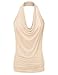 NINEXIS Women's Halter Neck Draped Front Open Back Top