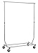 Finnhomy Commercial Grade Adjustable Single Rail Rolling Garment Rack, Heavy Duty Extensible Clothing Hanging Rack with Lockable 4-Inch Industrial Wheels, Chrome