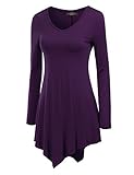 MBJ WT737 Womens Long Sleeve Handkerchief Tunic XL DARK_PURPLE