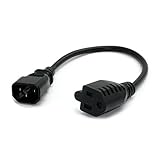 1ft Standard Computer Power Adapter Cord (IEC 60320 C14 Male to NEMA 5-15R Female) - 10A - Black - Wall Power to PDU, Monitor & Computer AC Power Cable (PAC100)