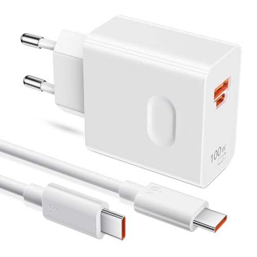100W for Super-Charge Charger for Honor 400 200 Pro 200 Lite Magic6 Magic7 6 5 4 Lite Magic7Pro, 2-Port Socket 100W PD Quick Charger with 6A USB C Cable 1M for Honor 90 70 Lite X8a X8b X6b X9b