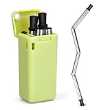 Hydream straw1 Collapsible Reusable Stainless Steel, Folding Drinking Straws Keychain Foldable Final Premium Food-Grade Portable Set with Hard Case Holder Clea, Small