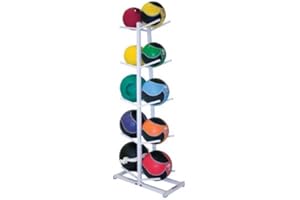 AmStaff Fitness TR063 Medicine Ball Tree - Vertical Storage Rack for Up to 10 Medicine Balls, Space-Saving Home Gym Organizer