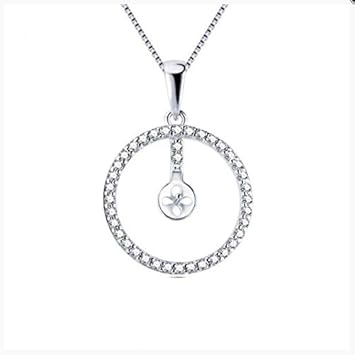 Amazon Ymkcmc ペンダント シルバー925ラウンドサークルジルコンネックレスジュエリーレディース925スターリングシルバー シンプルウィッシュパールペンダント取り付け Ymkcmc スポーツ アウトドア