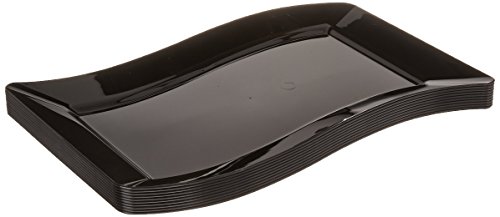 Fineline Settings 10-Piece Wavetrends Rectangular-Wave China-Like Plate, 7.5 by 12-Inch, Black