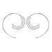 Boma Jewelry Sterling Silver Feather Matte Finish Pull Through Hoop Earrings