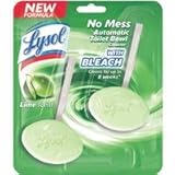 Lysol No Mess Automatic Toilet Bowl Cleaner with Bleach, Lime, 2 Count