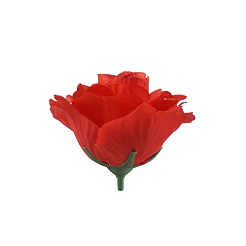 50pcs Colorfulife Artificial Silk 3.5" Peony Rose Flower Head for Wedding Home Party Decoration Hair Clip Wreath Decorative (Red)