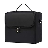 happyday04 Large Travel Makeup Bag Organizer - Cosmetic Case Toiletry Bags for Women - Black Professional Beauty Storage Box