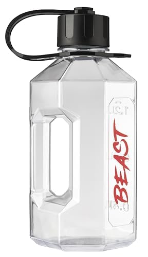 Alpha Designs Beast 1.6 Litre Water Bottle - Large Drinks Water Jug - Eddie Hall Merch - Gym, Holiday, Travel - Clear