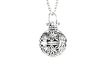 Essential Oil Necklace Diffuser Jewelry with 2 Reusable Lava Stone - Antique Style Silver Locket Pendant, 24 Inch Chain