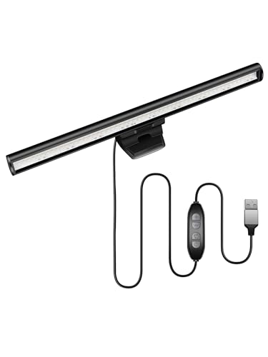 HIOUME LaptopMonitorLichtleiste, USBEReader, LEDTaskLampe, 3 einstellbare Farbtemperatur, 10 dimmbare Helligkeitsstufen, Keine Bildschirmblendung, pla
