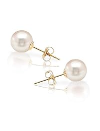Aretes PAVOI de pata recta de oro blanco de 14K, con perlas de agua dulce AAA+ seleccionadas a mano, para mujer, oro amarillo, Blanco, RPS14KY7