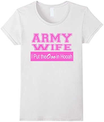 Womens Army Wife - Ooo in Hooah (Pink)  Small White