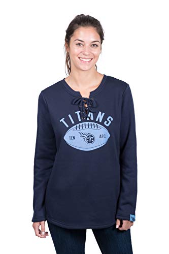 Icer Brands NFL Tennessee Titans Women's Fleece Sweatshirt Lace Long Sleeve Shirt, Navy, Large