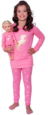 Girls Pajama by Lilli&Me | Girls and Dolls Matching Unicorn 4 Piece Pajama Sets