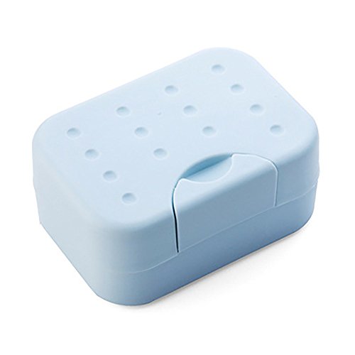 Connia Brand New Travel Soap Dish Box Case Holder Bathroom Products Accessory for Travelling (Blue)